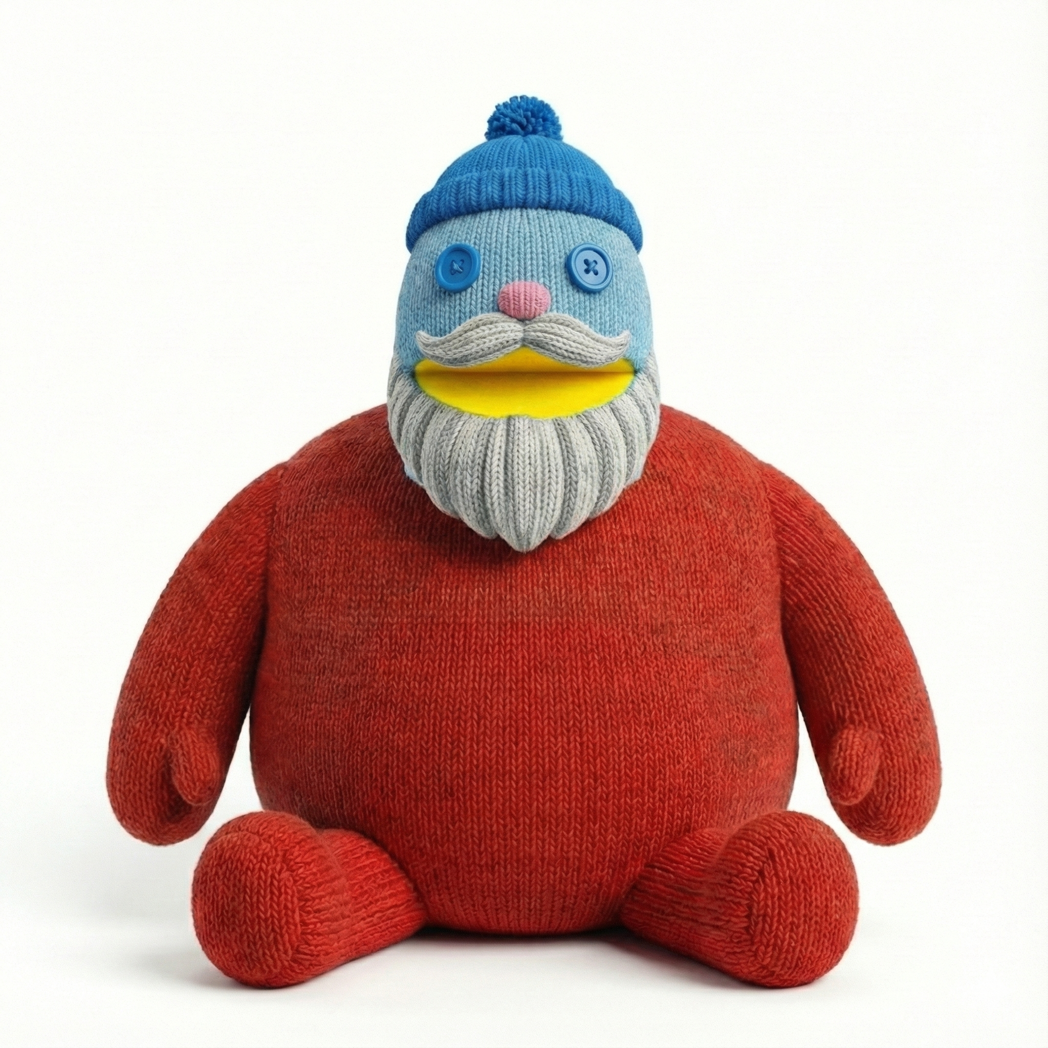 Papeet – Don Barbas (Peluche tejido estilo títere, Rojo/Azul)